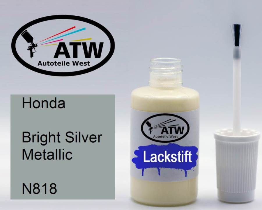 Honda, Bright Silver Metallic, N818: 20ml Lackstift, von ATW Autoteile West.